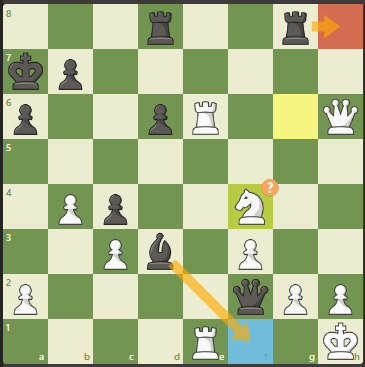 Chess diagram: 35...Bf1 would have won the game