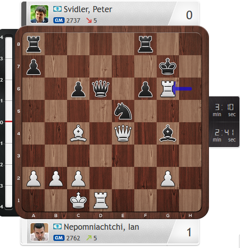 22.Rxg6! and out – the game of the ninth round.