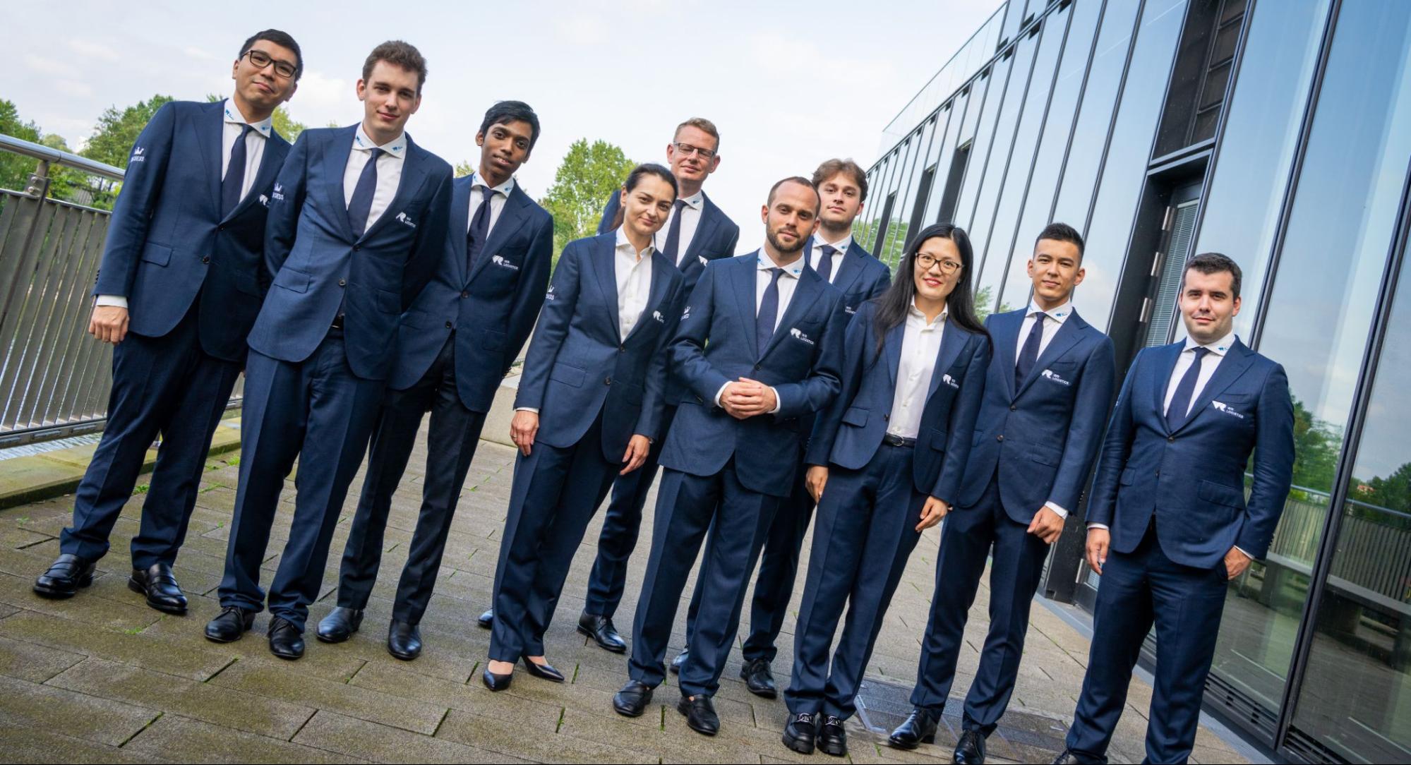 Look good, play even better? Team WR Chess at the photo shoot the day before the start of the World Championship. | Photo: Lennart Ootes/WR Chess Rapid Team World Championship 2023