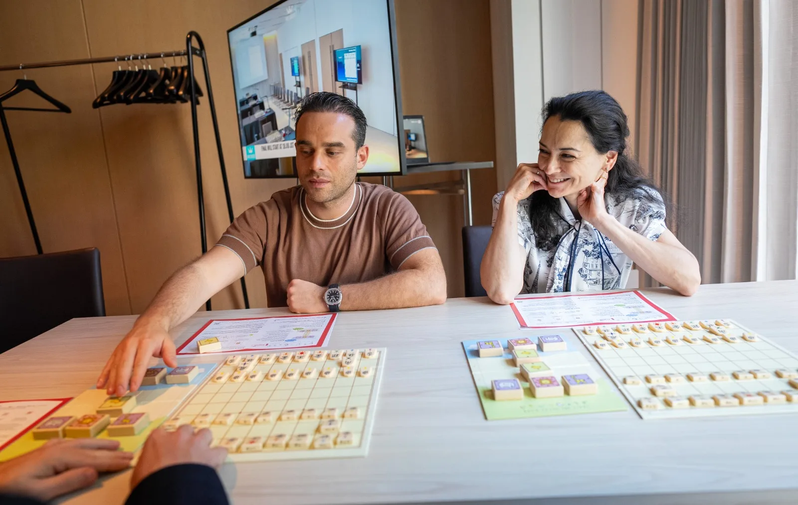 Rosenstein and Kosteniuk during the shogi workshop. Rosenstein and Kosteniuk during the shogi workshop.